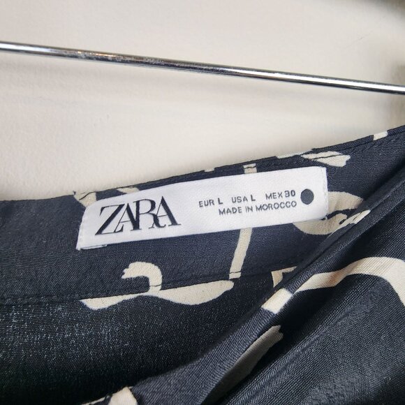 Zara sz L women skirt Black front knot face silhouette pattern - Picture 3 of 10